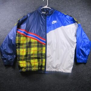 Nike AeroLoft Jacket Mens Medium‎ Blue Plaid Colorblock Windbreaker Full Zip